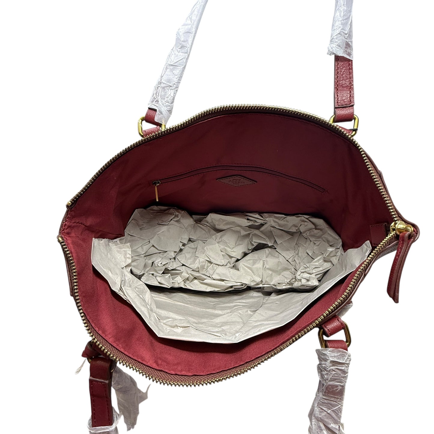 Tara Shopper Tote Leather By Fossil In Red Velvet, Size: Large