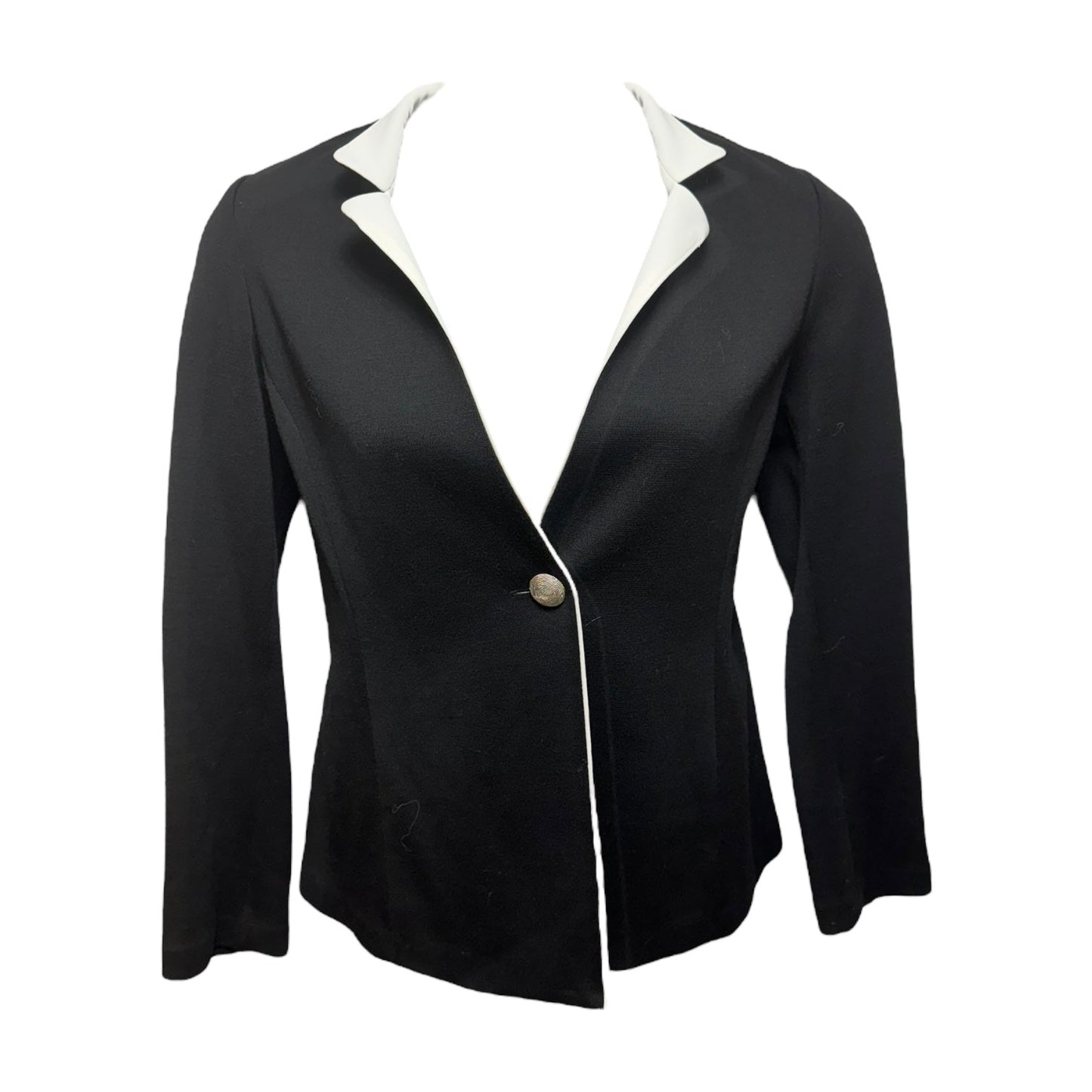 Blazer Luxury Designer By St. John In Black & White, Size: 8