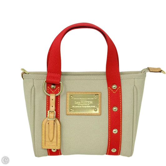 Limited Edition Antigua Cabas PM Tote Luxury Designer By Louis Vuitton In Beige/Red Toile Canvas, Size: Small