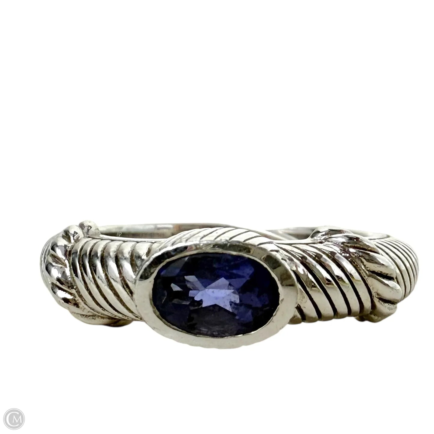 Sterling Silver & Bezel Set Iolite Solitaire Cable Ring Designer By Judith Ripka, Size: 9