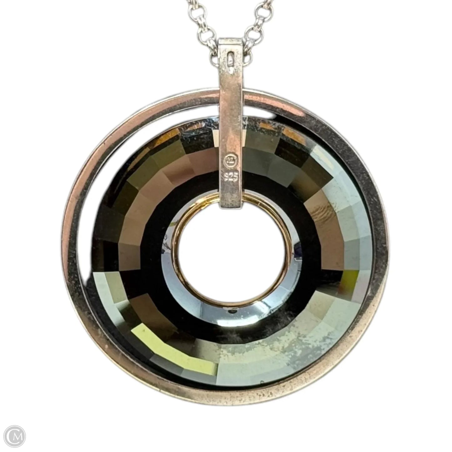 Sterling Silver Swarovski Crystal Circle Pendant Necklace Sterling Silver By Stamped RL