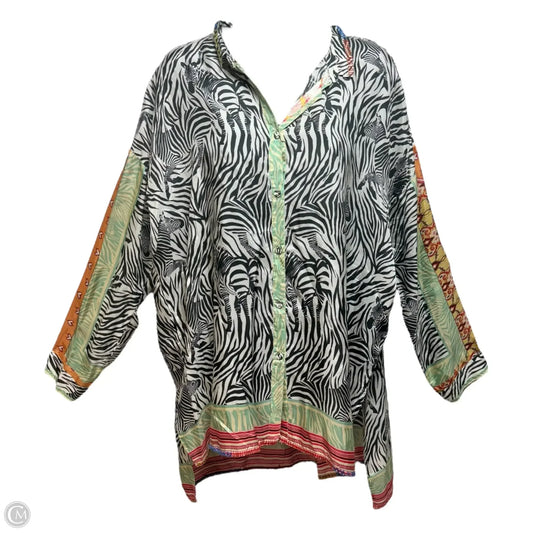 Alvena Silk Zebra Blouse Long Sleeve By Johnny Was In Animal Print, Size: S