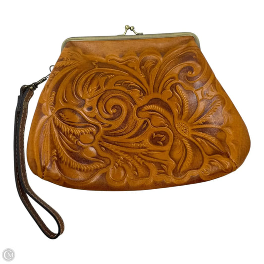 Kisslock Tooled Leather Wristlet Designer By Patricia Nash, Size: Medium