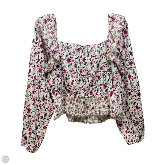 Blouse Long Sleeve By True Craft In Floral Print, Size: Xl