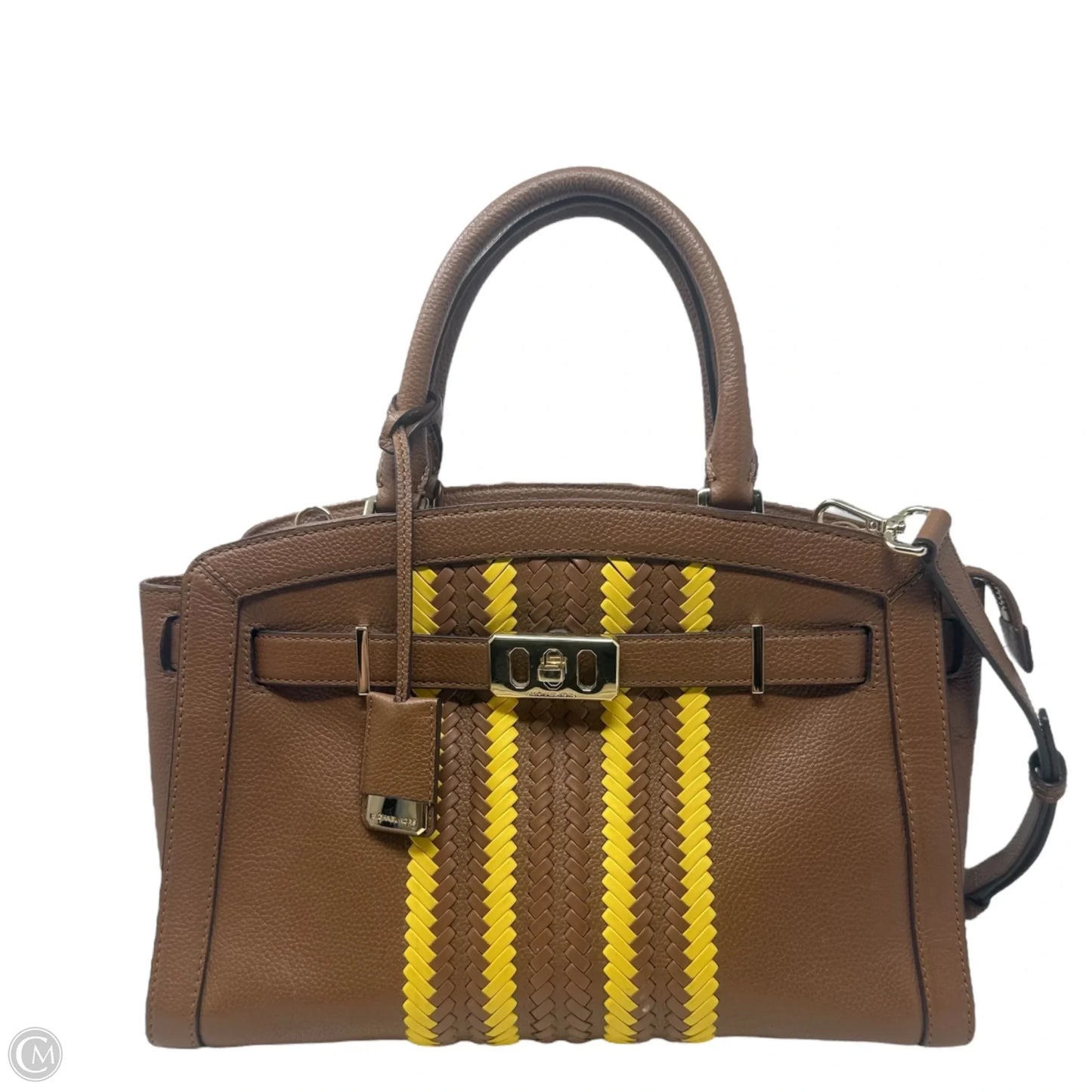 Karson Mini Satchel Bag Designer By Michael Kors Optic Luggage/Citrus, Size: Medium