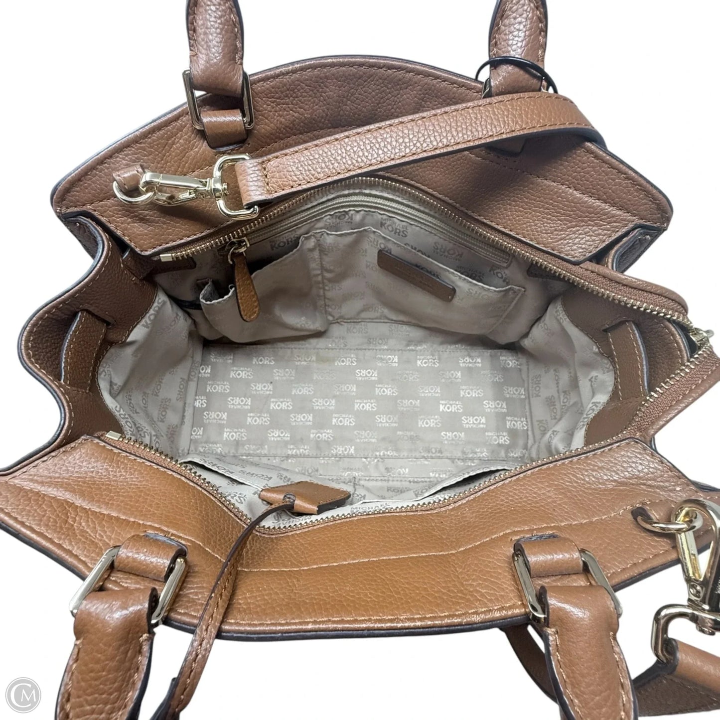 Karson Mini Satchel Bag Designer By Michael Kors Optic Luggage/Citrus, Size: Medium