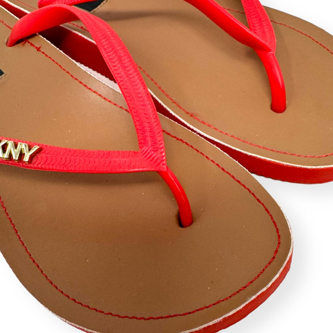 Red Sandals Flip Flops Dkny, Size 6.5