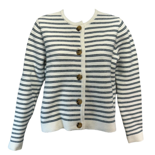 Sweater Cardigan By Ann Taylor In Striped Pattern, Size: Petite   S