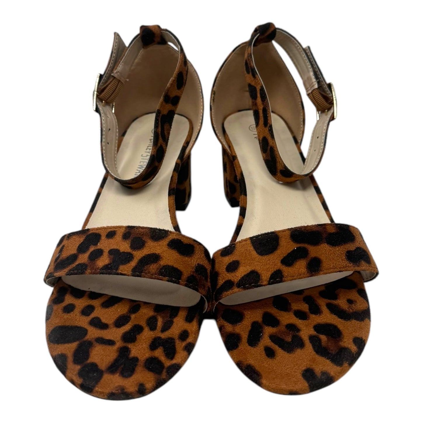 Sandals Heels Block By Ashley Stewart In Animal Print, Size: 10