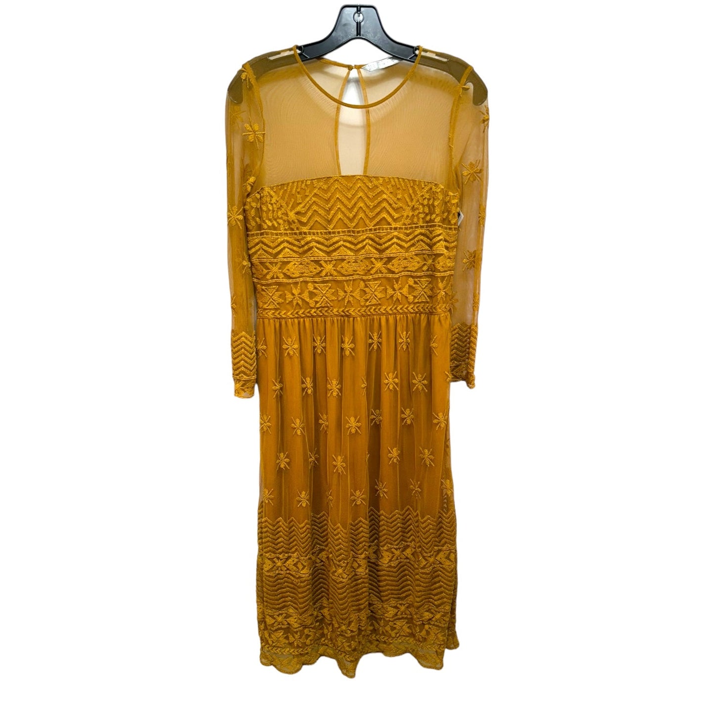 Dress Casual Midi By Zara In Gold, Size: M