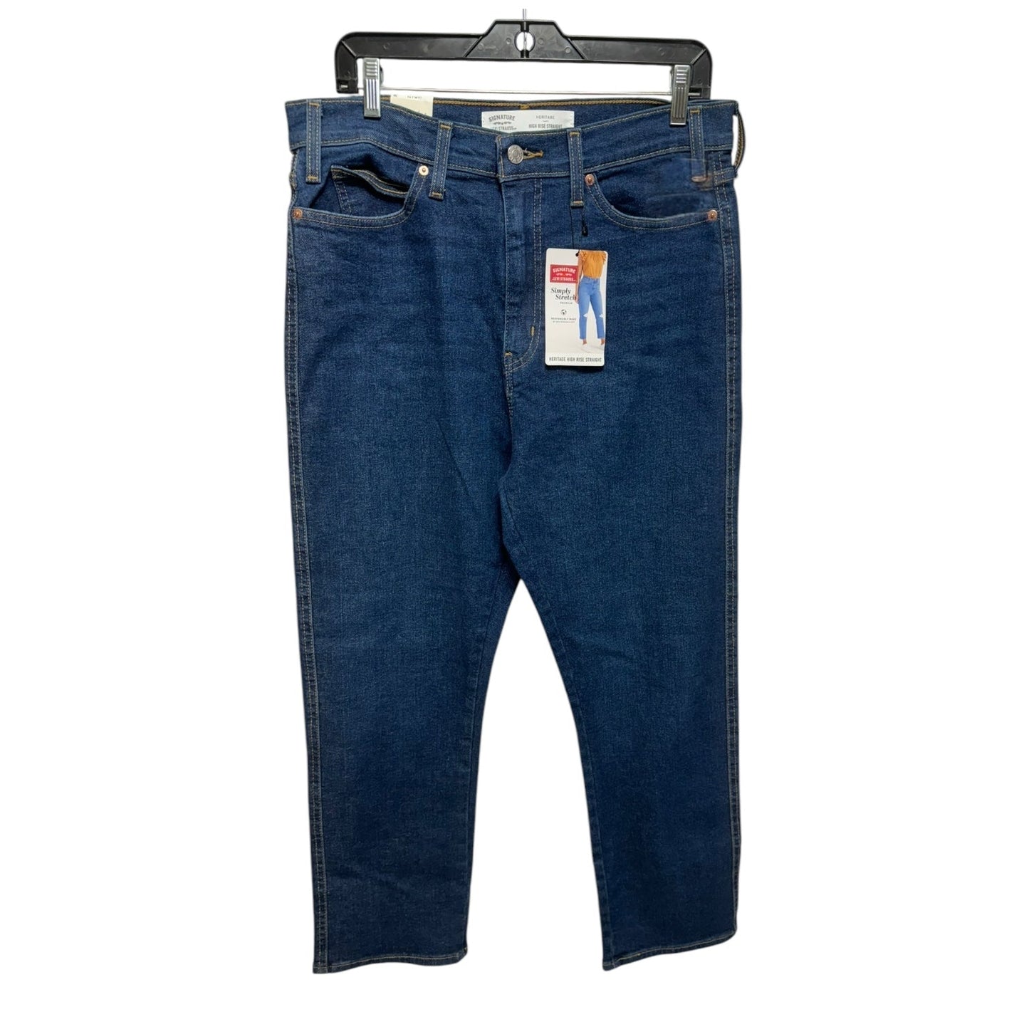 Jeans Straight By Levis In Blue Denim, Size: 14