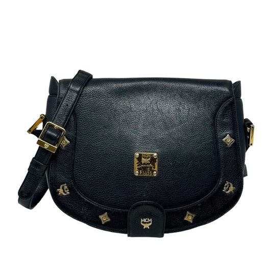 Leather Studded Flap Crossbody Bag Luxury Designer By Mcm  Size: Medium
