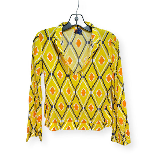 Printed Cotton Blouse in Yellow Designer Tory Burch, Size 2