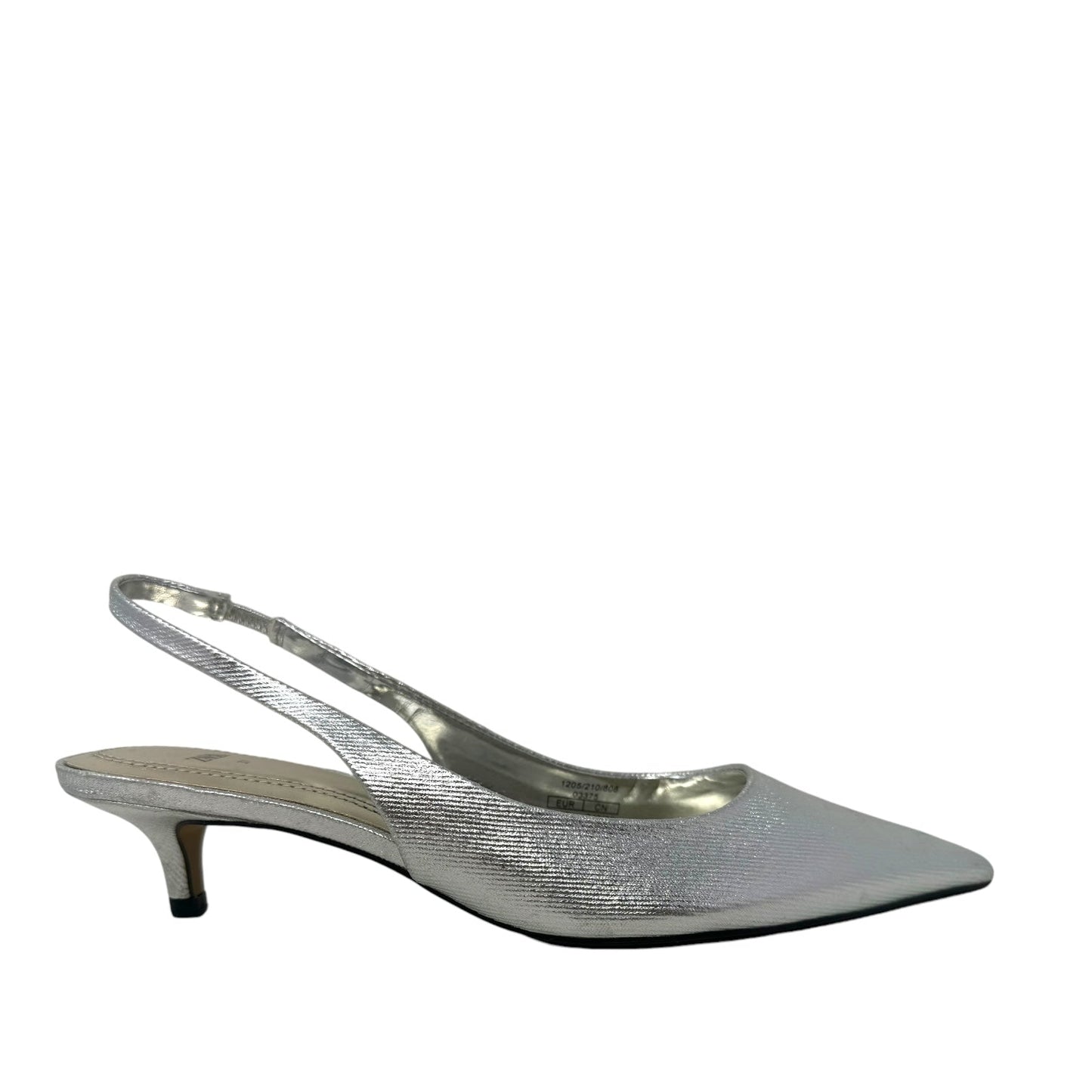 Kitten Heel Slingback By Zara In Silver Leather, Size: 7