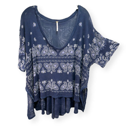 Navy Top Short Sleeve Free People, Size Xs