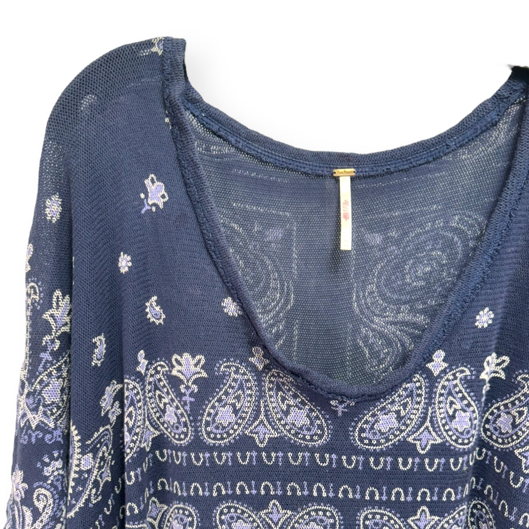 Navy Top Short Sleeve Free People, Size Xs