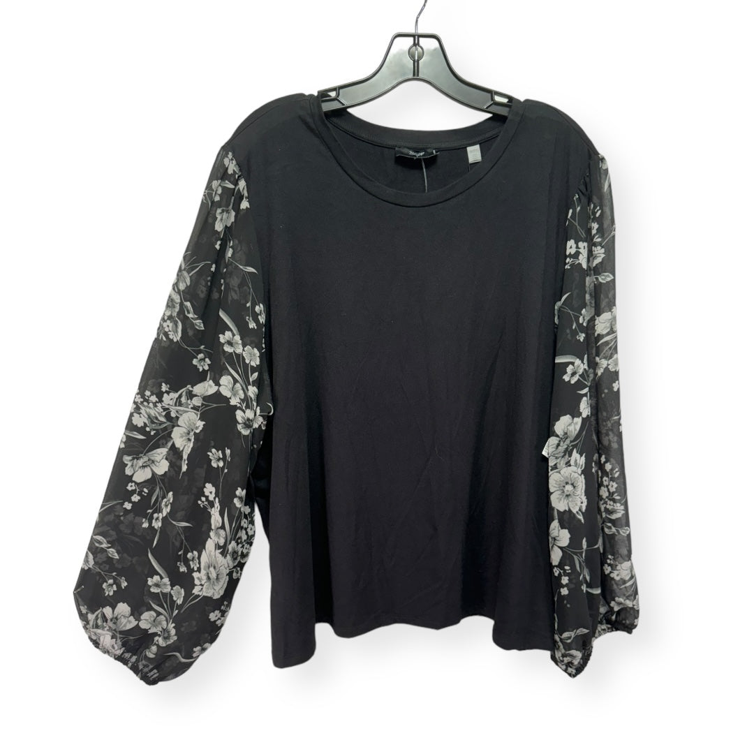 Black Top Long Sleeve T Tahari, Size 3x