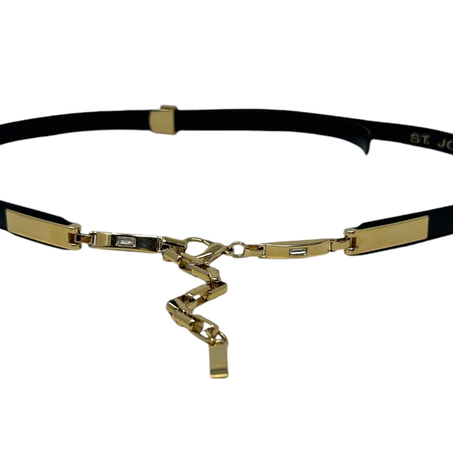 Adjustable Leather Belt with Gold Tone Chain Clasp Made In Italy Designer By St John Collection