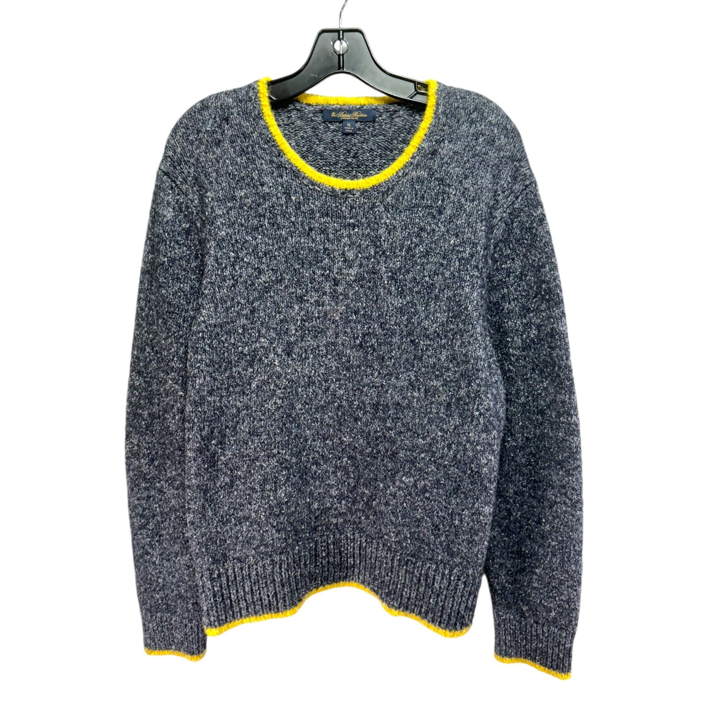 Wool Blend Sweater By Brooks Brothers In Grey & Yellow, Size: Xl