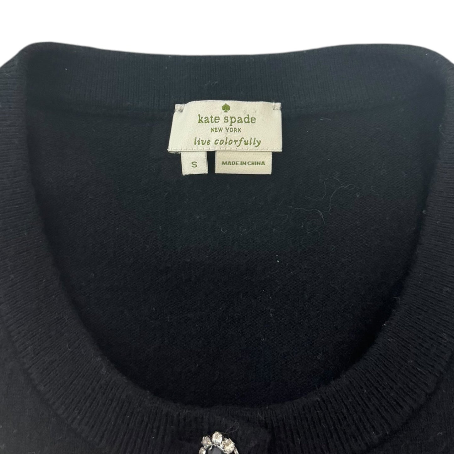 Sweater Cardigan Designer By Kate Spade In Black, Size: S