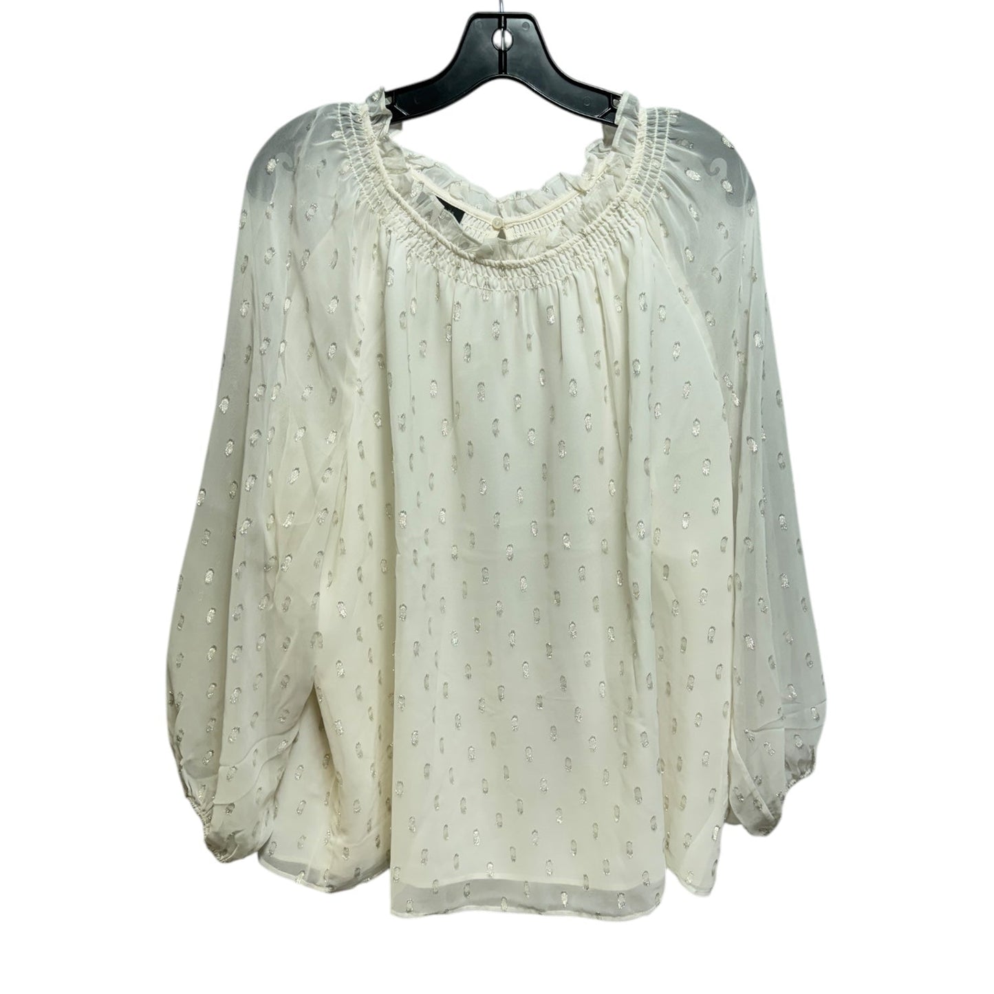 Blouse Long Sleeve By Talbots In Cream & Silver, Size: 2x