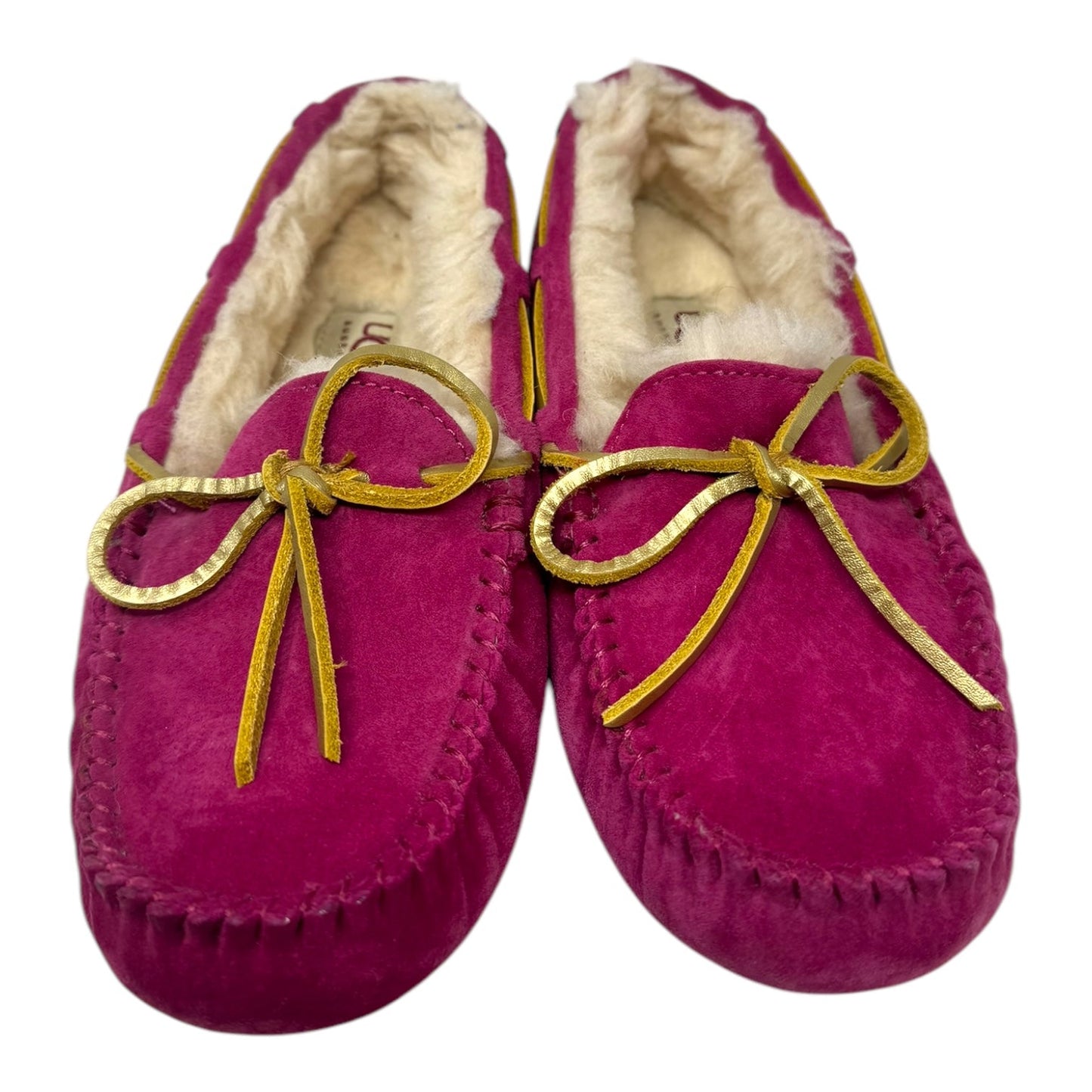 Slippers Designer By Ugg In Pink, Size: 5