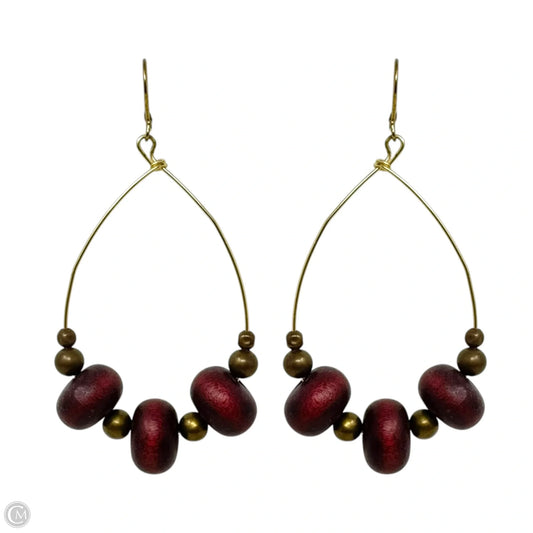 Red Beaded Teardrop Dangle Earrings