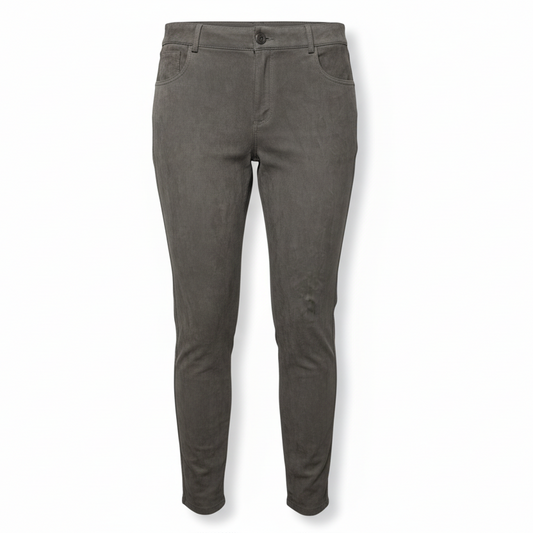 Mercer Suede-Front Skinny Pants Designer By Lafayette 148 In Grey, Size: 2