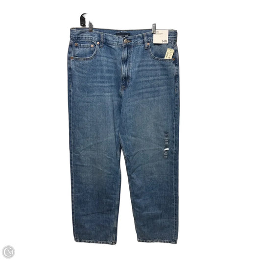 High Rise Baggy Non Stretch Jeans By Aeropostale In Blue Denim, Size: 14