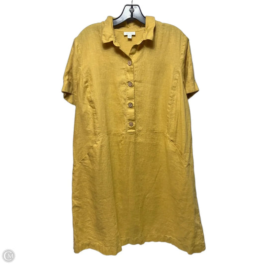 Linen Dress Casual Midi By J. Jill In Yellow, Size: L
