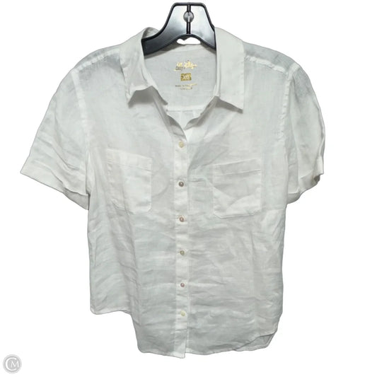 Lynnie Button Down Designer By Lilly Pulitzer In Resort White, Size: Xs