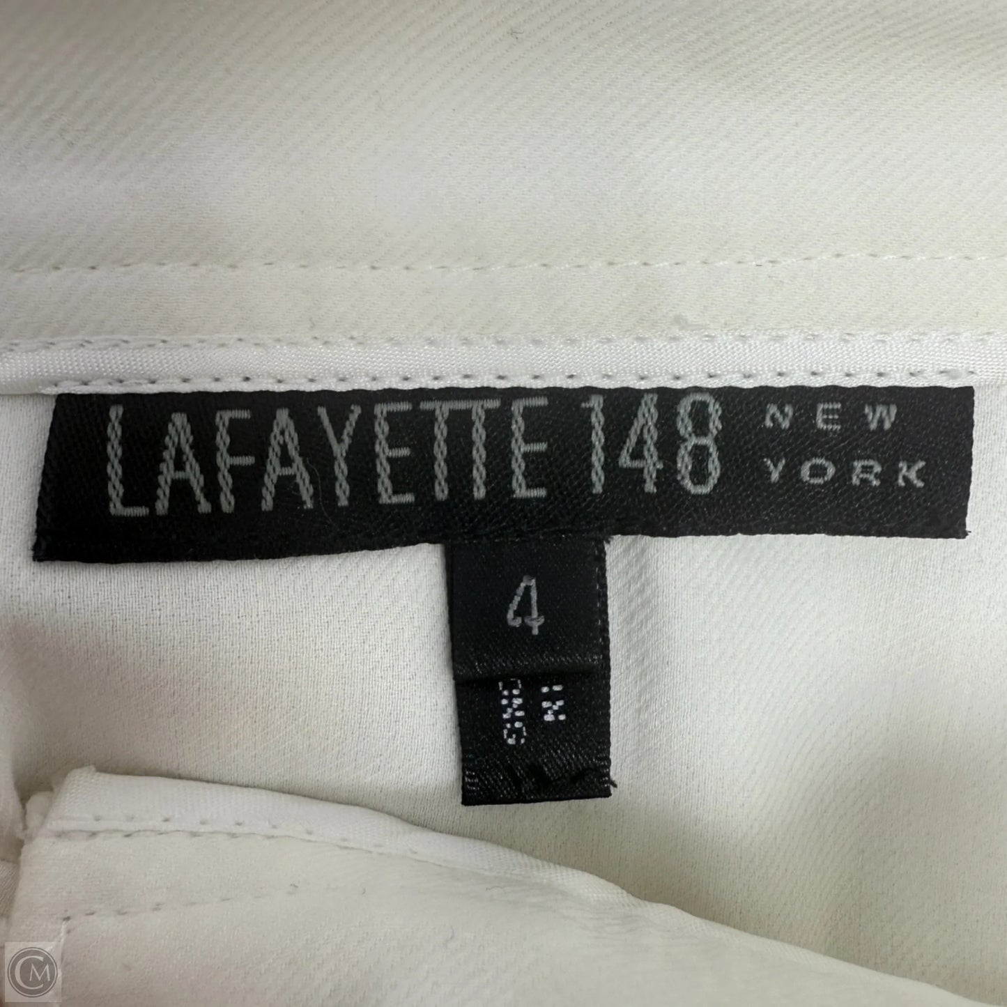 Belted Cotton A Line Midi Skirt With Front Pockets Designer By Lafayette 148 In White, Size: 4