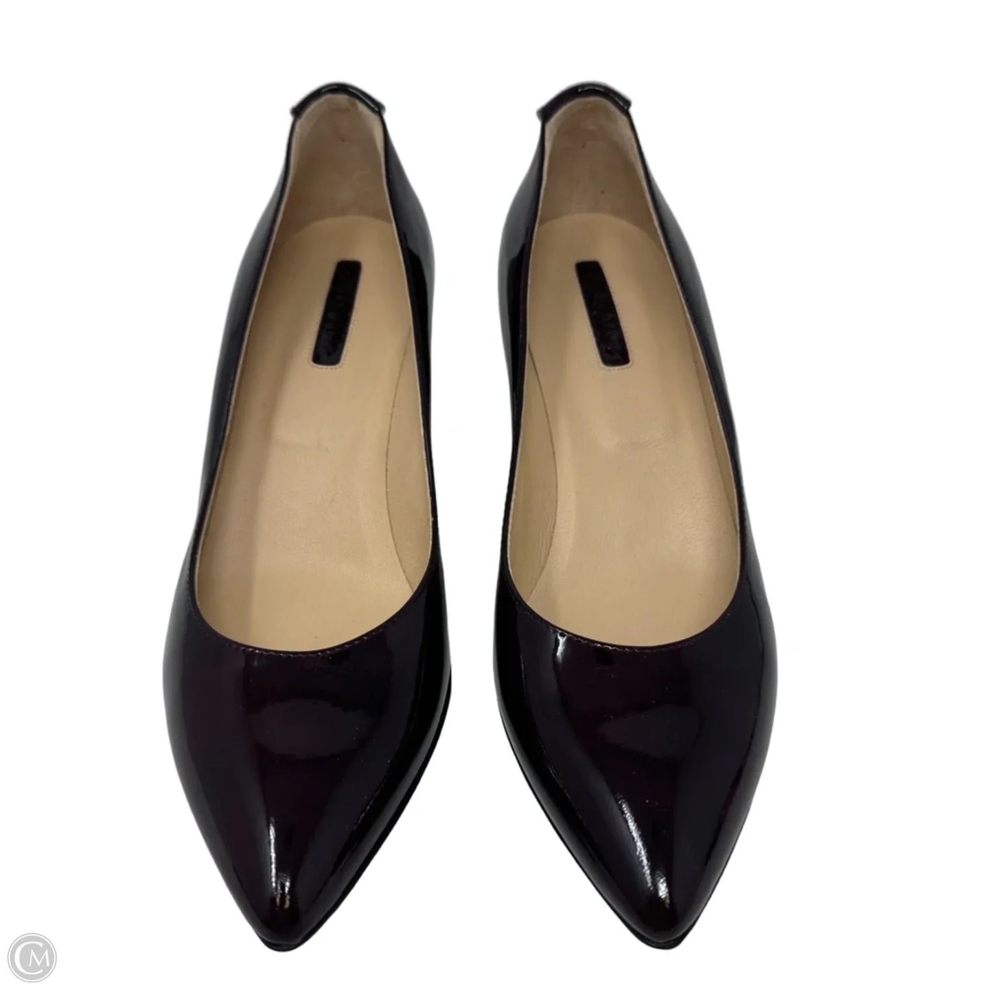 Patent Leather Kitten Heel Pumps Designer By Longchamp In Maroon, Size: 7 (37)