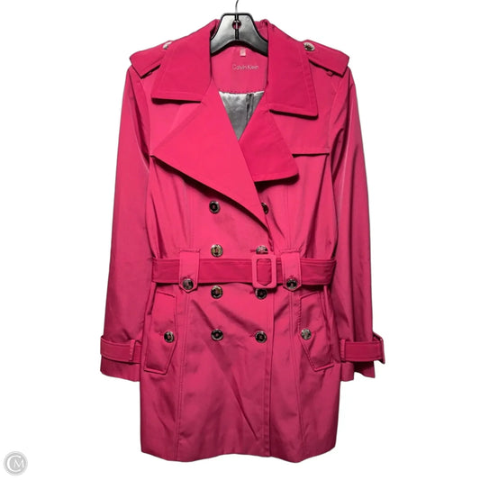 Coat Trench Coat By Calvin Klein In Pink, Size: S