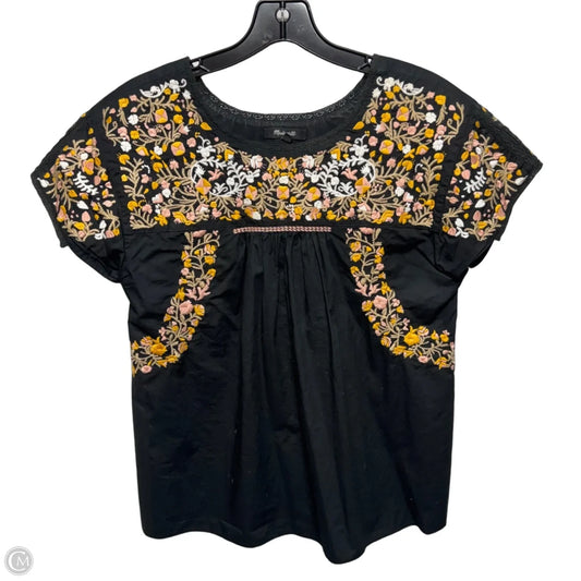 Embroidered Top Short Sleeve By Madewell In Black, Size: S