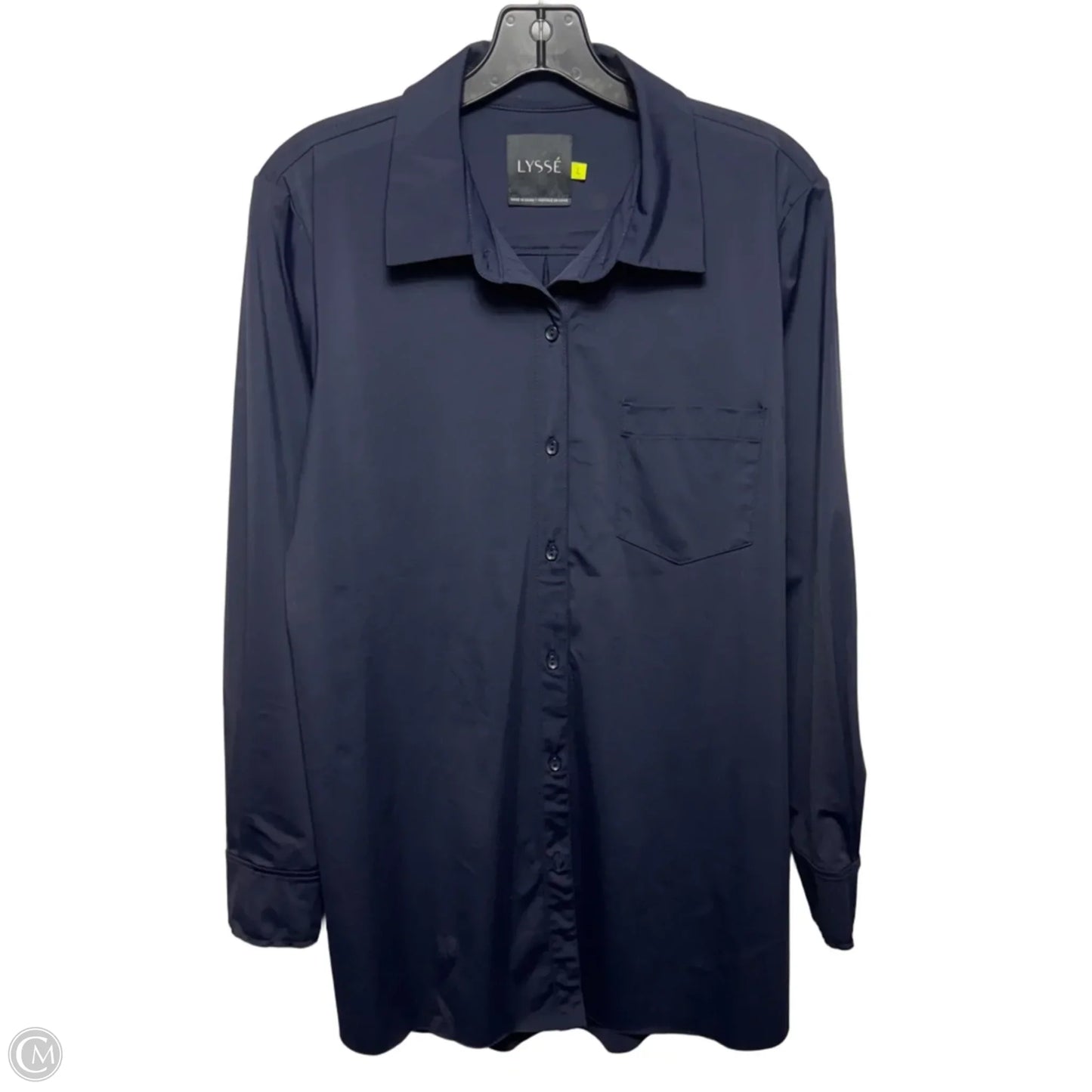 Top Long Sleeve By Lysse In Navy, Size: L