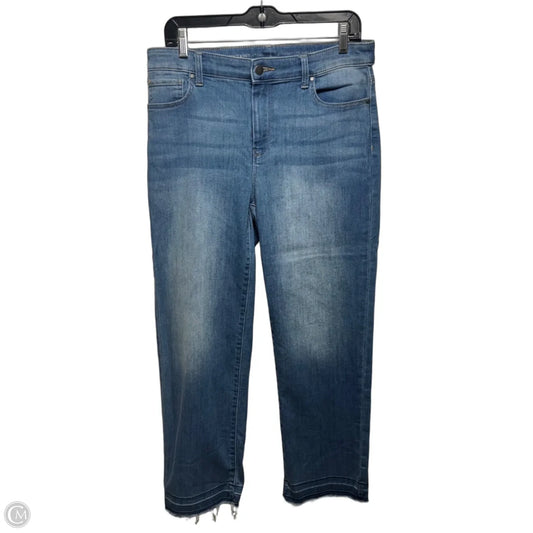 Stretch Girlfriend Straight Ankle Jeans By Chicos In Blue Denim, Size: 8