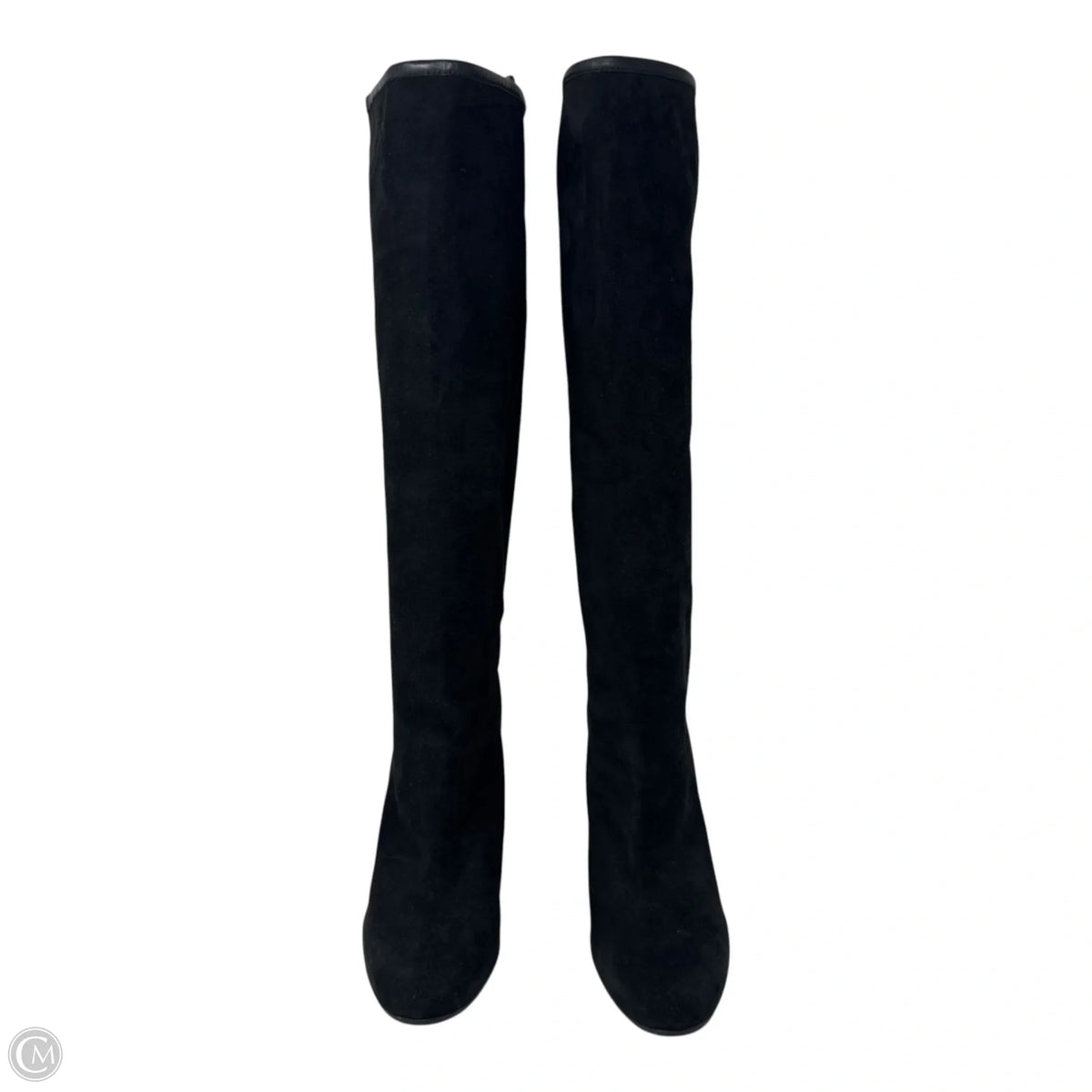 Charlie Devon Suede Knee High Boots Designer By Stuart Weitzman In Black, Size: 7.5