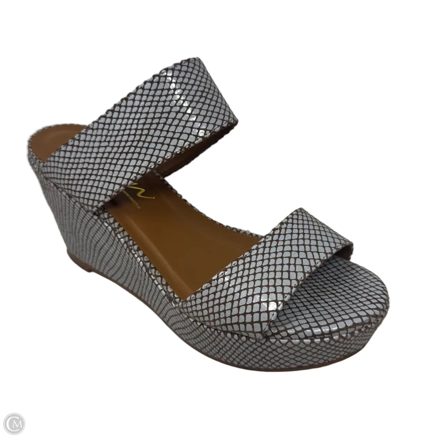 Wedge Sandals Heels By Rowen In Grey & Tan, Size: 7.5
