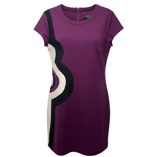 Cap Sleeve Shift Dress By Laundry by Shelli Segal In Purple & White, Size: 4