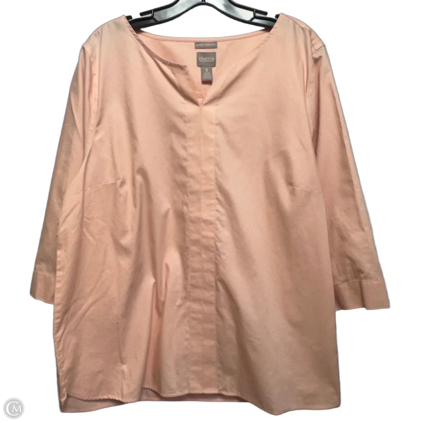 Top 3/4 Sleeve By Chicos In Peach, Size: 16