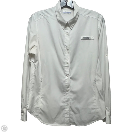 Athletic Top Long Sleeve Collar By Columbia In White, Size: M