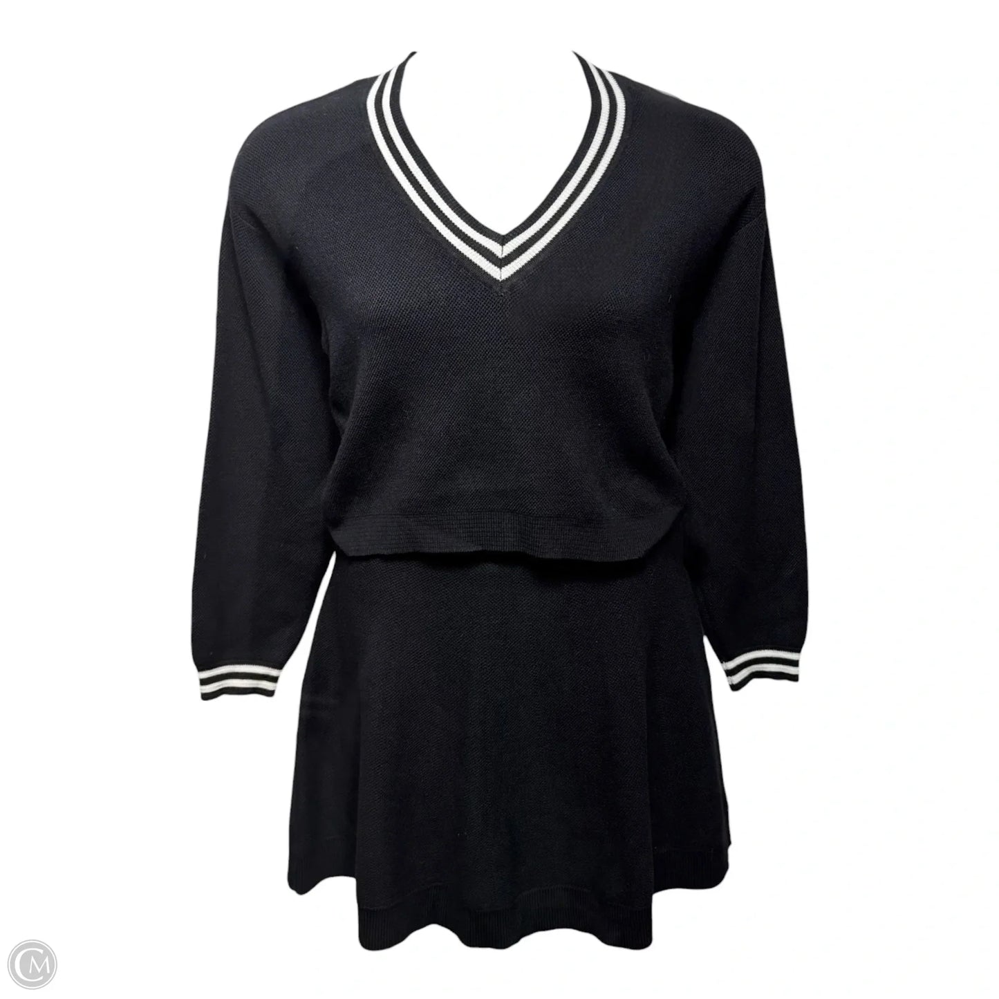 Knit Sweater & Skirt Set By House Of Harlow In Black & White, Size: S