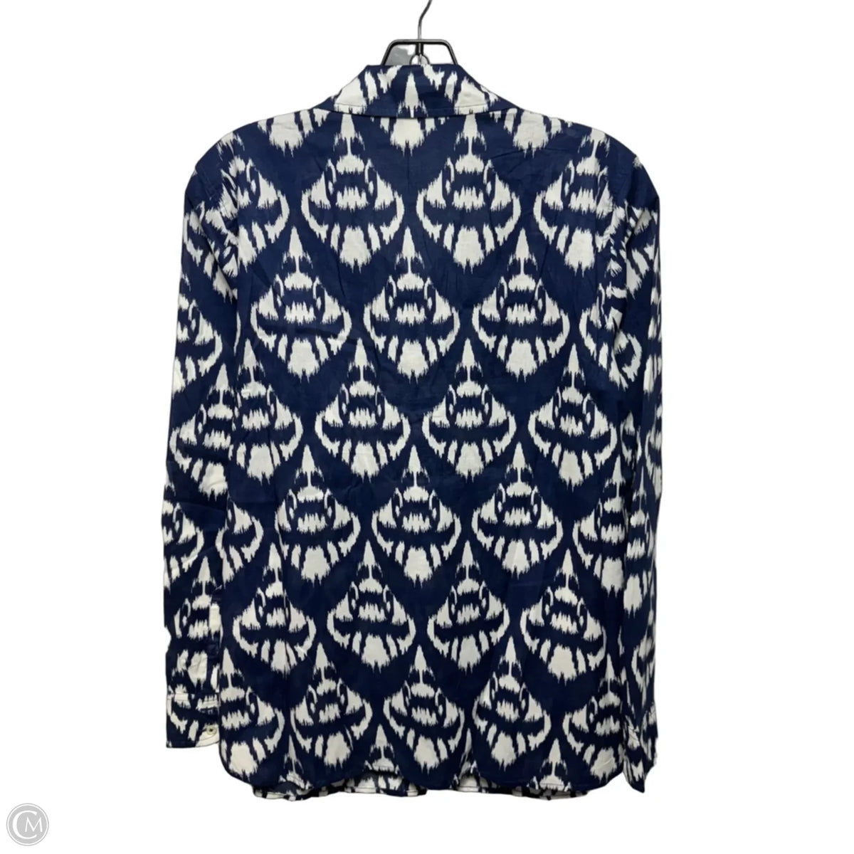 Top Long Sleeve By Talbots In Blue & Cream, Size: S