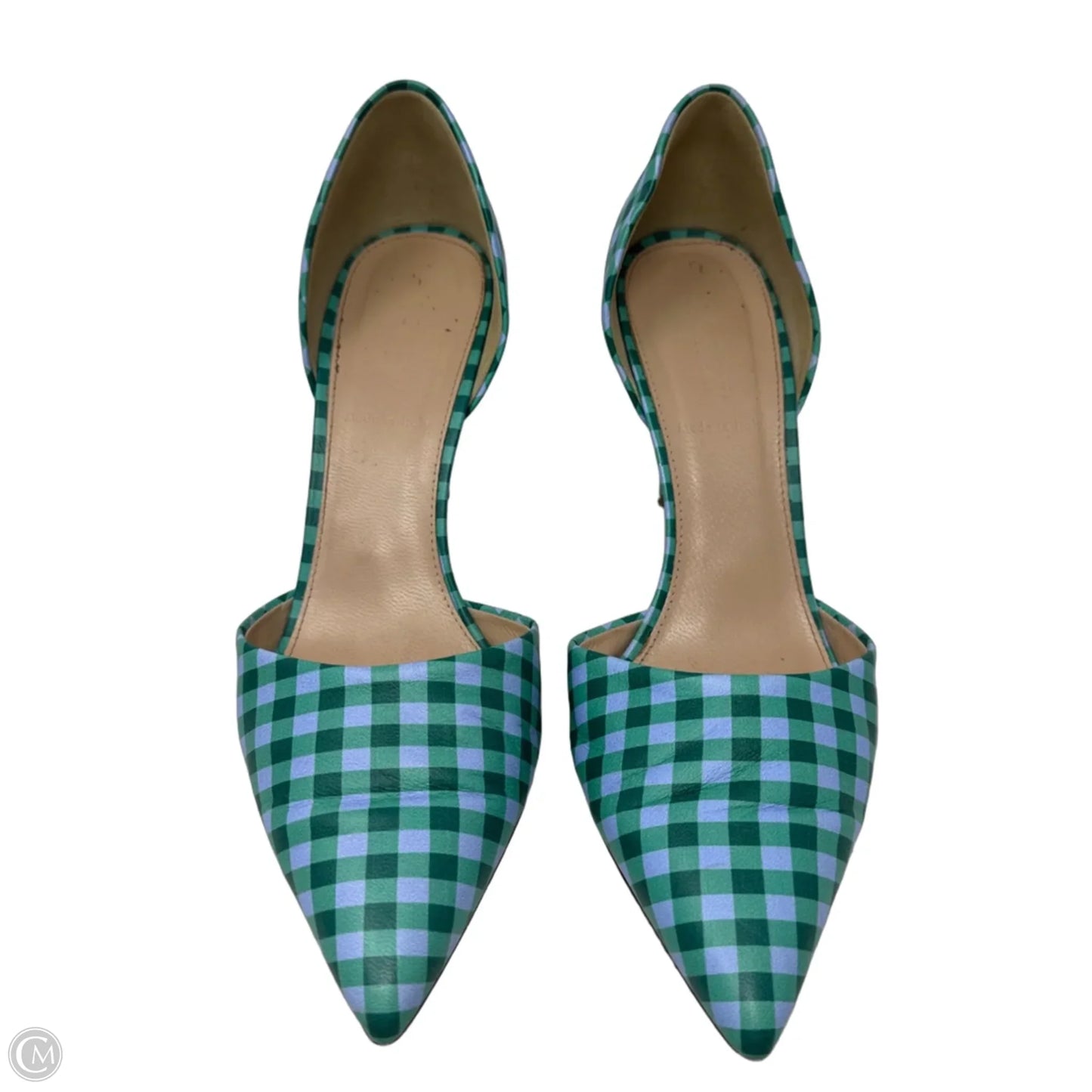 Elsie Gingham D’Orsay Shoes Heels Stiletto By J. Crew In Blue & Green, Size: 8