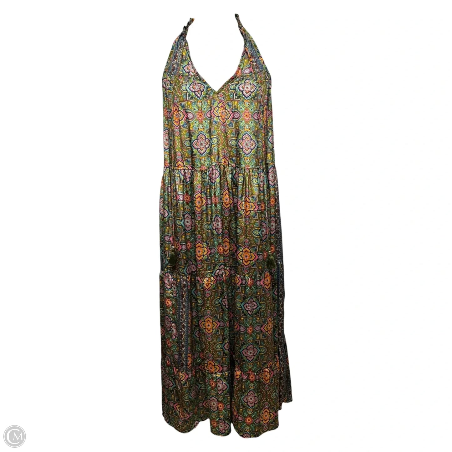 Patchwork Floral & Paisley Tiered Sleeveless Maxi Dress By Paani In Floral Print, Size: L