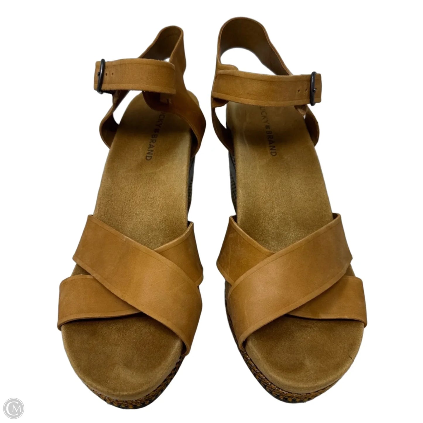 Yarosan Sandals Heels Wedge By Lucky Brand In Brown & Grey, Size: 11