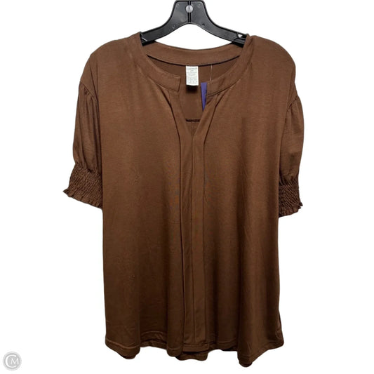 Top Short Sleeve By Corfrute In Brown, Size: 2x