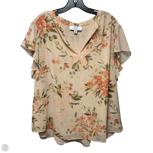 Top Short Sleeve By Magaschoni In Floral Print, Size: 3x