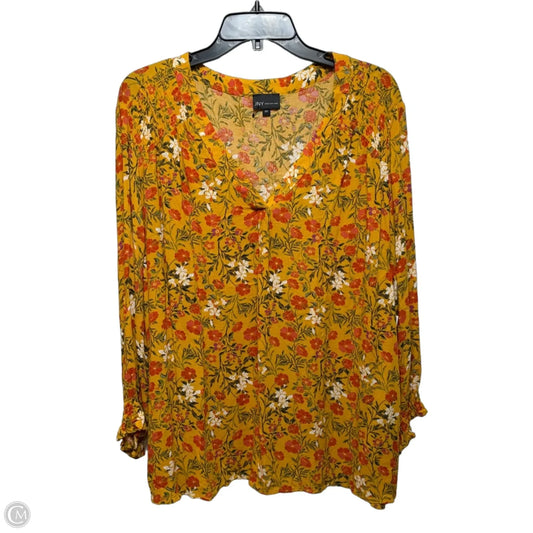Top Long Sleeve By Jones New York In Floral Print, Size: 2x